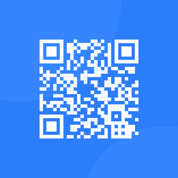 An image with a QR code on a blue background with rounded shapes. QR codes are used to store information such as URLs, contact details, or other data that can be scanned using a QR code reader or a smartphone camera